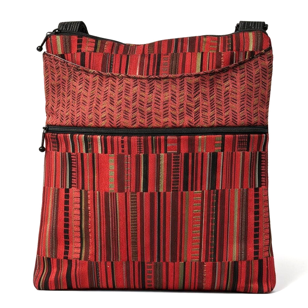 Maruca Colorado Pocket Bag Crossbody Purse 11"Hx10"W Artisan Red Woven Boho
